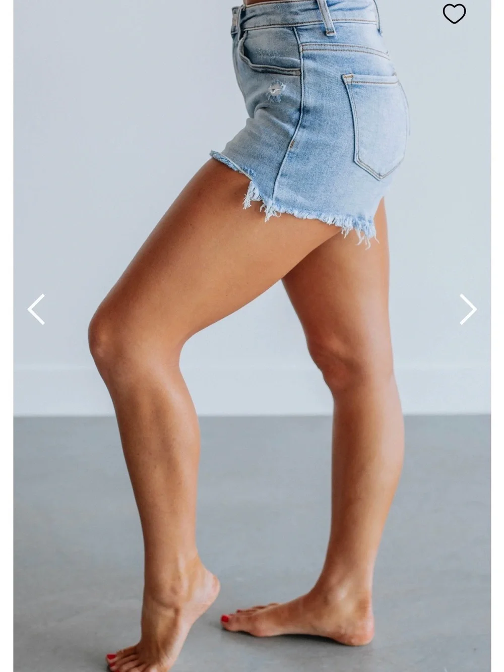 High-Rise Light Blue Distressed Denim Shorts - Picture 2 of 6